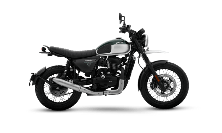 Yezdi Scrambler Mean Green colour carandbike