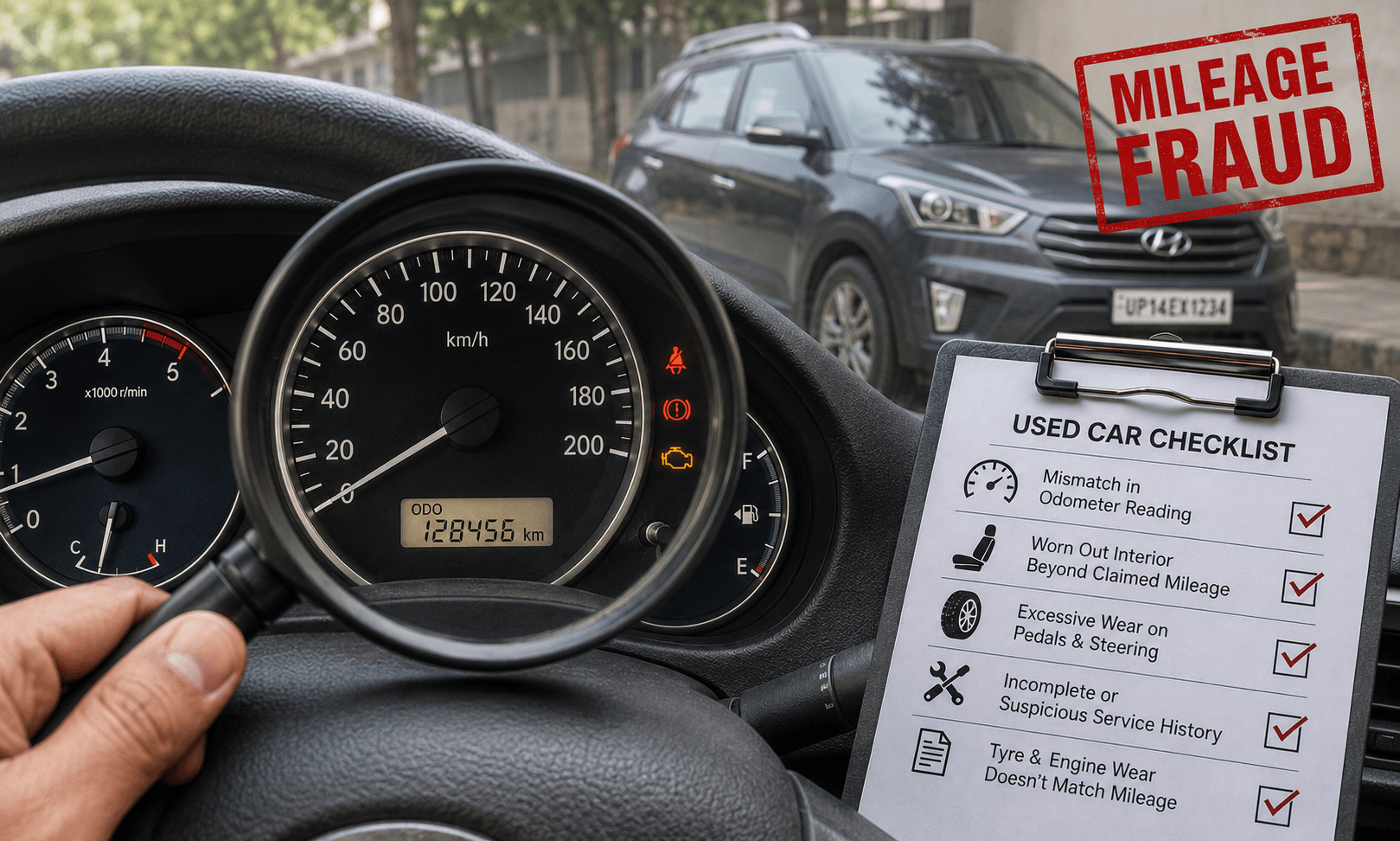 Odometer tampering in used car
