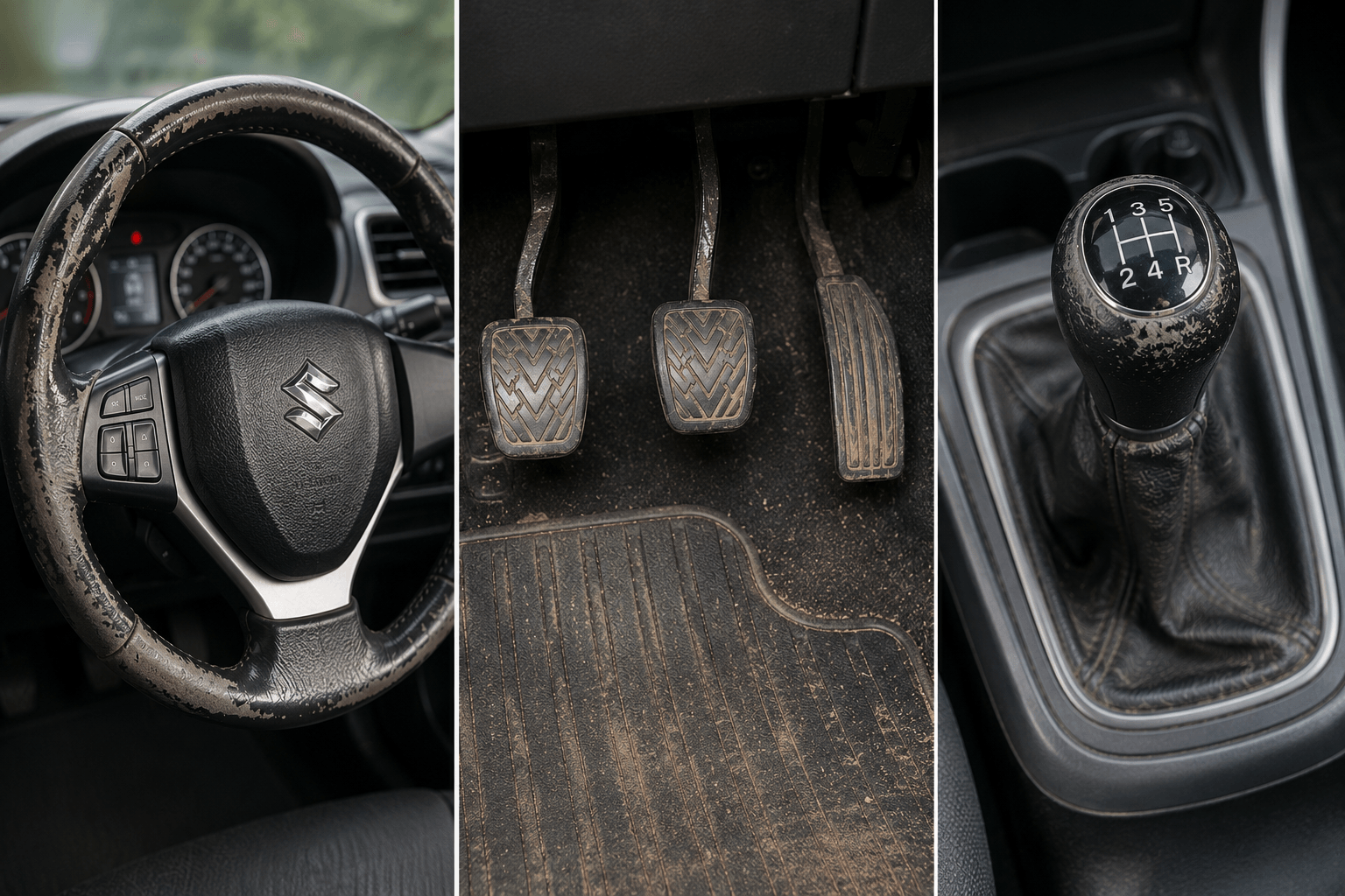 Signs of odometer tampering inside the car