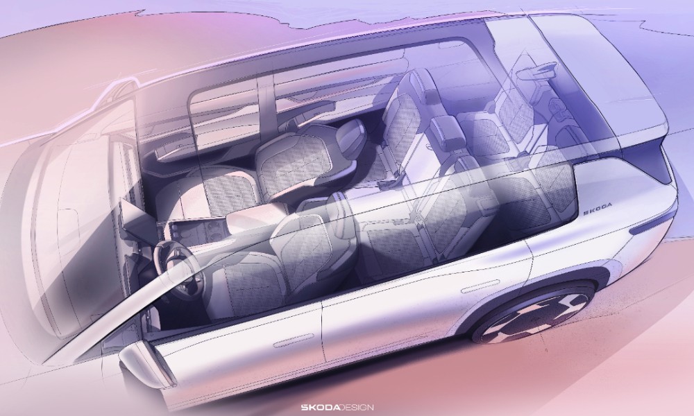 Skoda Peaq Interior Sketch 1