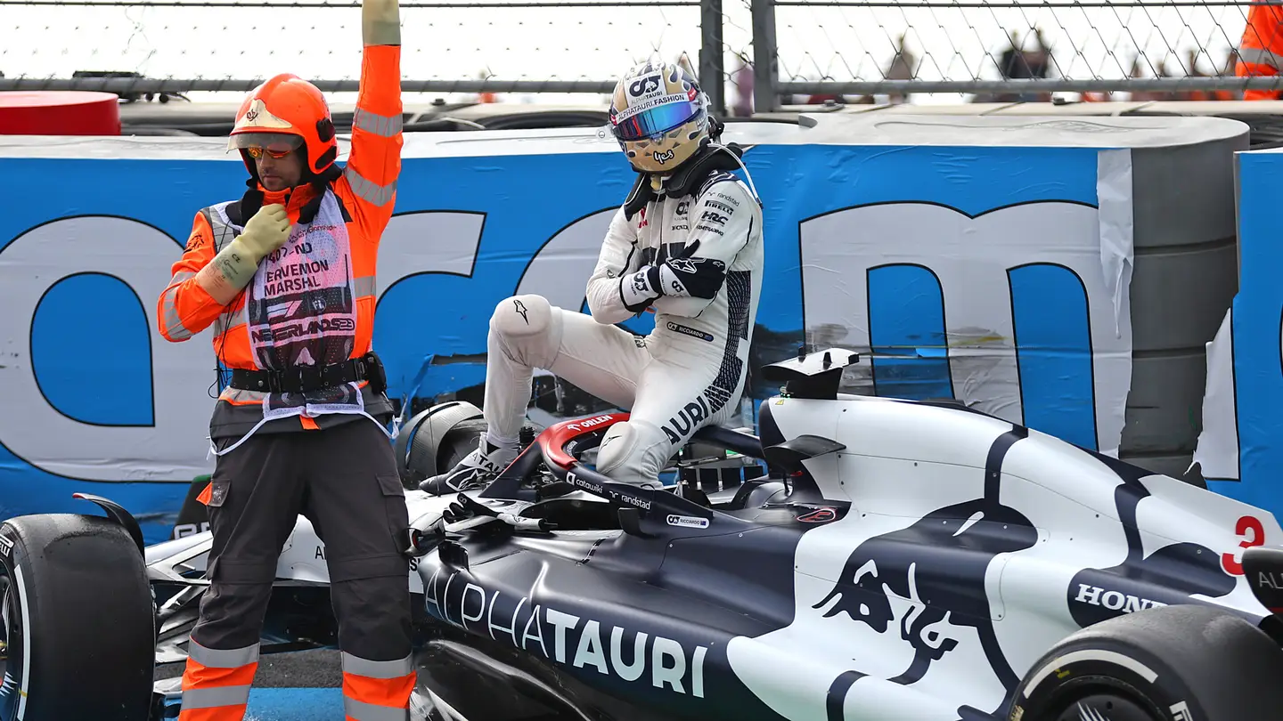 Ricciardo got out of his AT 04 clutching his hand as he exclaimed in pain over team radio