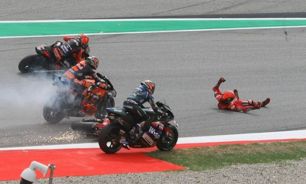 The terrifying moment Francesco Bagnaia was launched from his Ducati on lap 1