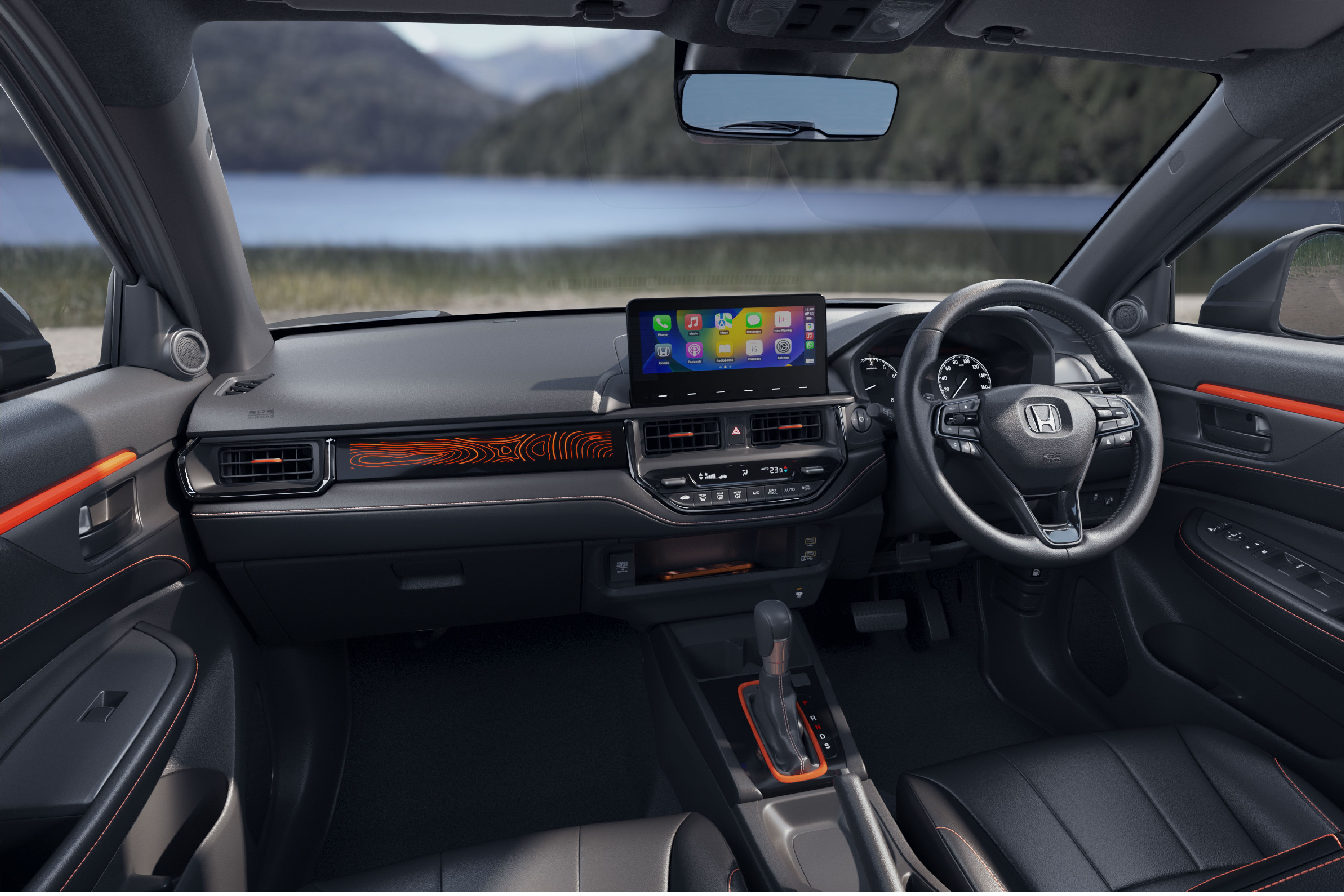 SPORTY ALL BLACK CABIN WITH ACTIVE ORANGE DETAILING