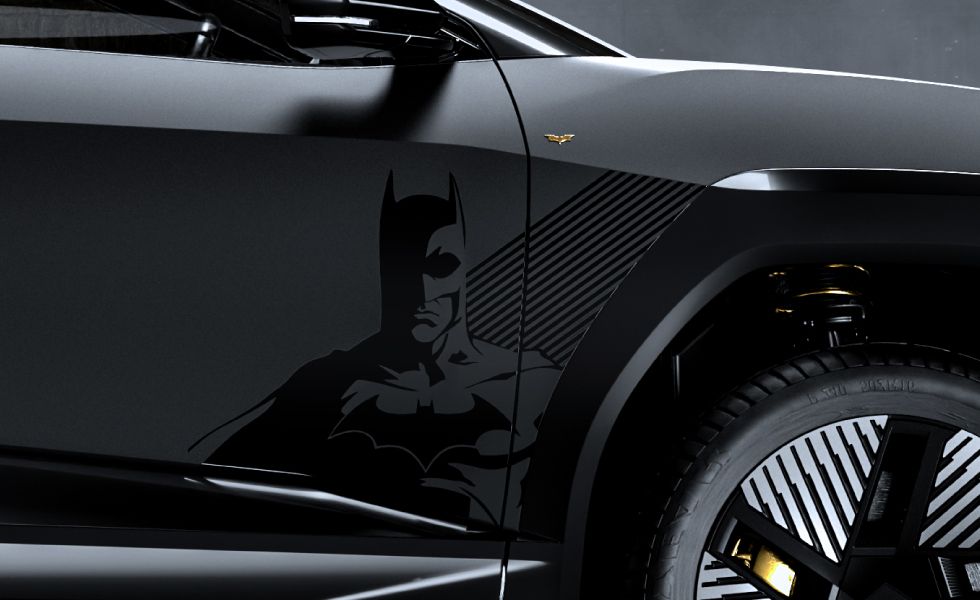 Custom Batman Decal on front doors980 px X 600 B