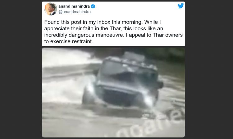 Exercise Restraint: Anand Mahindra Tells Thar Owners