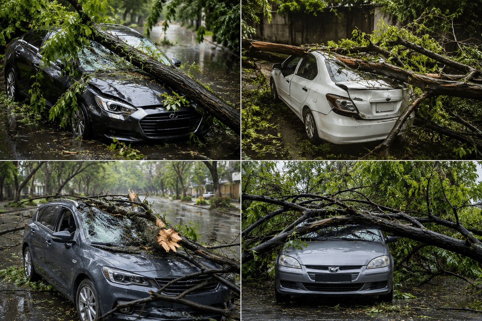 tree fallen on cars